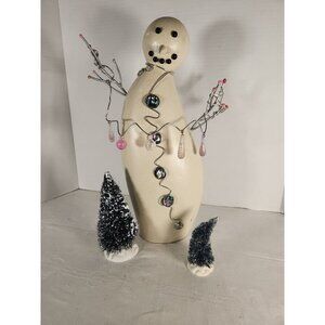Glitter Snowman Christmas Holiday Metal And Glass Ornaments Figurine 14"